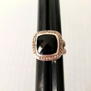 David Yurman Onyx Diamond Albion Sterling Silver Ring